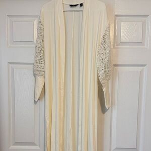 Cream Lace Sleeve Kimono Cardigan By Giuliana xs